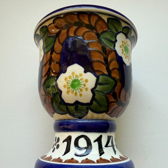 1914 Royal Copenhagen Aluminia Faience Christmas Vase - Picture 2 of 5